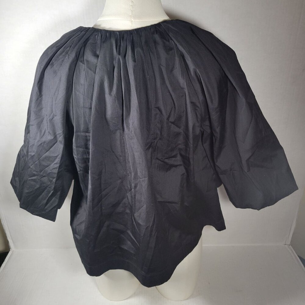 Madewell Women Black Cotton Boho Casual Retro Bell Sleeve V-neck Blouse Size 2 - Picture 7 of 11